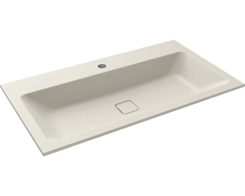 Einbauwaschbecken Kaldewei Cono 90x50 cm warm grey 10 matt emailliert perleffekt Rechteckiges Aufsatzwaschbecken aus Sanitärkeramik mit Ablaufgarnitur