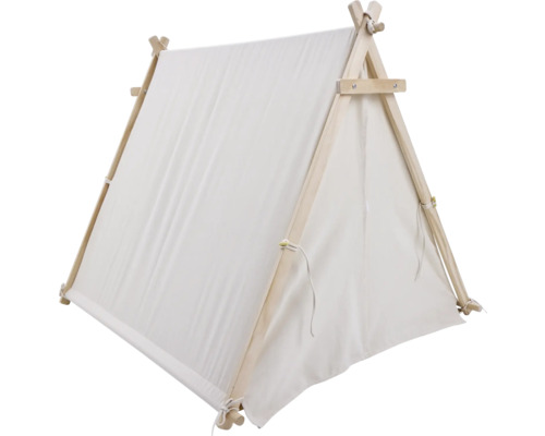 Spielzelt aus Holz und Stoff