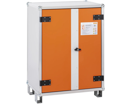 Akku-Ladeschrank Cemo Premium 8/10 mit Füßen, 66 x 111 x 81 cm, 1-phasig, grau Schrank zur Gefahrstofflagerung mit Doppeltür