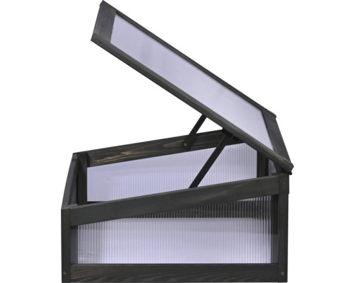 Pflanzkasten mit Holzrahmen und geöffnetem Deckel