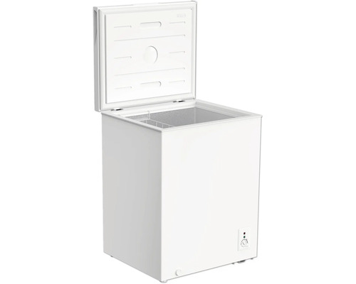 Geöffnete, weiße Gefriertruhe