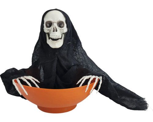Halloween Deko Skelett mit Schale