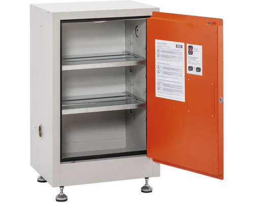 Offener Sicherheitsschrank mit Regalböden