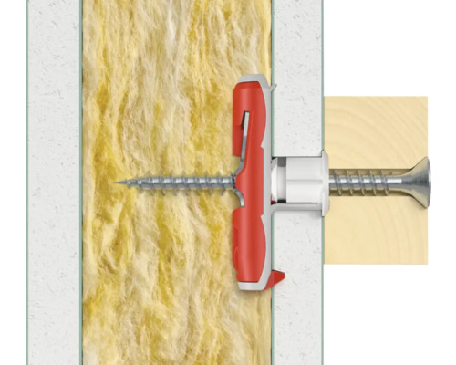 Befestigung einer Dämmstoffplatte mit einem Dämmstoffdübel