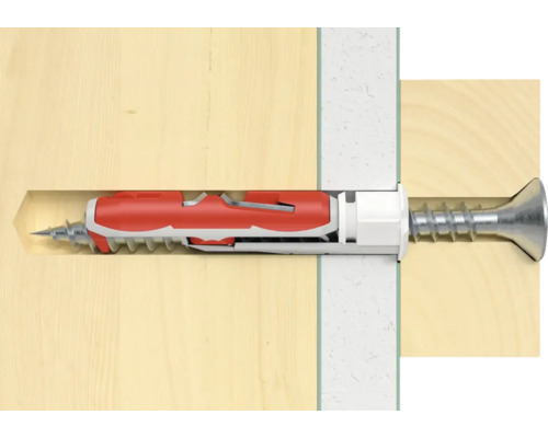 Kunststoffspreizdübel mit Schraube in Wand