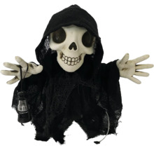 Skelett-Geist Figur mit Kapuze und Laterne für Halloween