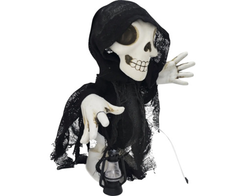 Dekorative Sensenmannfigur mit Kapuze und Laterne für Halloween