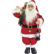 Weihnachtsmann Figur mit Laterne und Geschenkesack