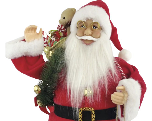 Dekorativer Weihnachtsmann mit Geschenkesack und Teddybär