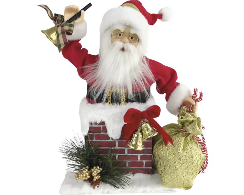 Dekofigur Weihnachtsmann im Schornstein 32x25x40 cm animiert mit Soundeffekt