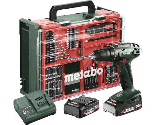 Metabo Akku-Bohrschrauber-Set mit Bohrer- und Bit-Set, Ladegerät und Akkus in Werkzeugkoffer