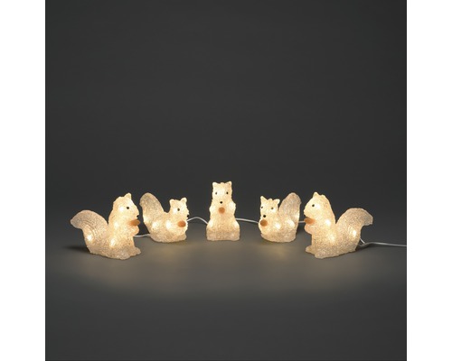 5er-Set Leuchtfigur Konstsmide LED Acryl Eichhörnchen 40 LEDs Lichtfarbe warmweiß Lichterkette mit fünf Eichhörnchenfiguren
