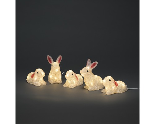 5er-Set Leuchtfigur Konstsmide LED Acryl Hasen L 4 m Lichtfarbe warmweiß Dekorative Hasenfiguren mit LED-Beleuchtung als Osterdekoration
