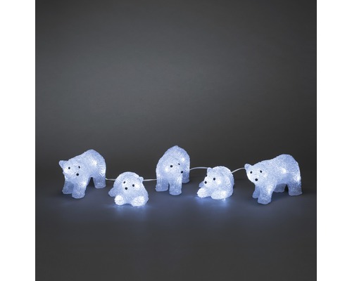 Leuchtfigur Konstsmide LED Acryl Polarbären 5er Set L 4,00 m Lichtfarbe neutralweiß Lichterkette mit Eisbärenfiguren