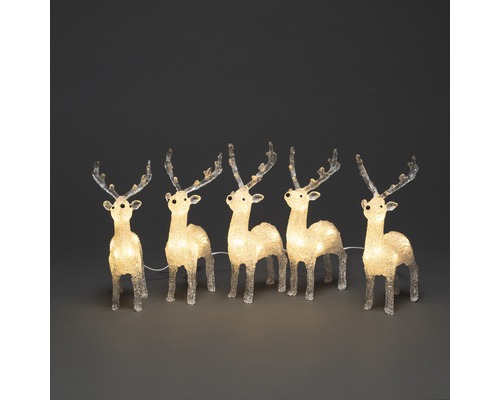 Dekorative Rentier-Lichterkette mit fünf leuchtenden Rentieren für die Weihnachtszeit