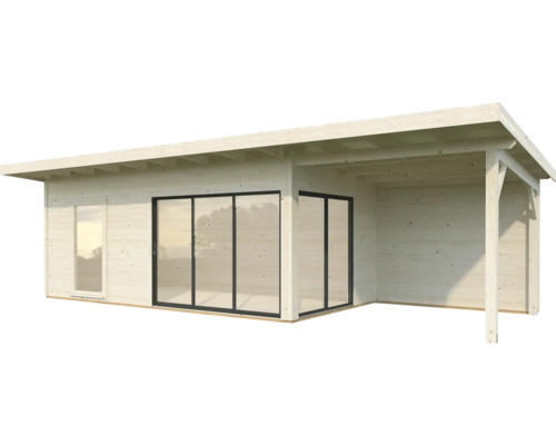 Holzgartenhaus mit Fenster und Schiebetür