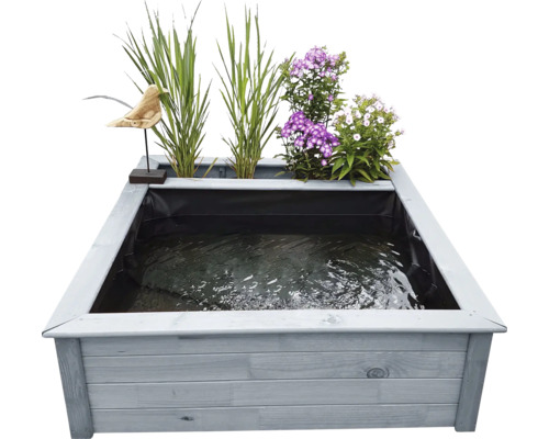 Hochteich promadino Miniteich Hochteich mit seitlicher Pflanzzone, grau mit Teichfolie 146 x 127 x 40 cm Hochteich promadino Miniteich Hochteich mit seitlicher Pflanzzone, grau mit Teichfolie 146 x 127 x 40 cm
