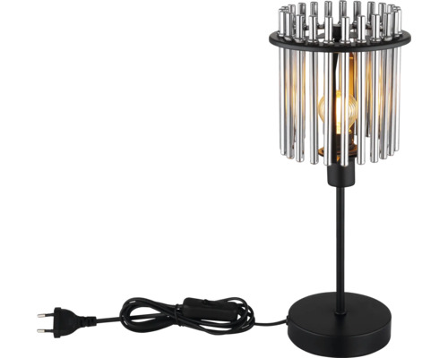 Tischleuchte mit Lampenschirm aus Metallstäben und rundem Fuß