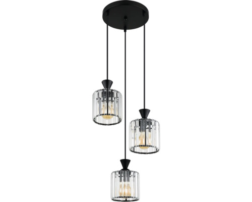 Dreiflammige Pendelleuchte mit Lampenschirmen aus Glas