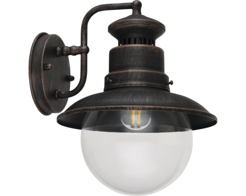Wandleuchte im Laternenstil mit LED-Leuchtmittel und Kugelform