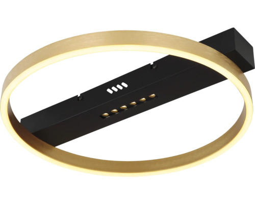 Deckenleuchte mit goldfarbenem Ring und schwarzem Leuchtenkörper