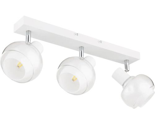 Deckenleuchte mit drei Strahlern und Glaskugeln