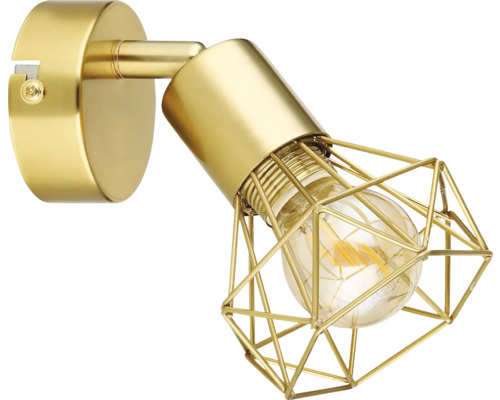 Goldene Wandleuchte mit geometrischem Lampenschirm