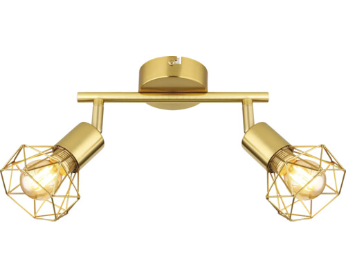 Goldfarbene Deckenleuchte mit zwei Strahlern
