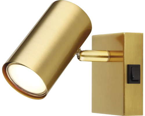 Goldfarbene Wandleuchte mit Schalter