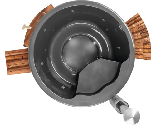 Rundes Badefass mit Holzelementen