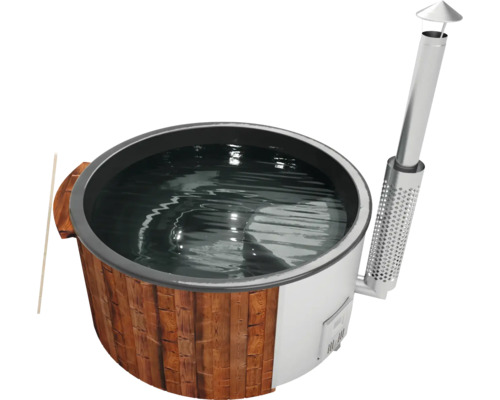 Aufstellbarer Whirlpool Buschbeck Saphir 200 mit Zirkulationspumpe, Luftdüsen, Holzofen und Isolierabdeckung anthrazit