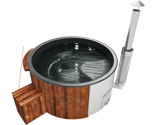 Aufstellbarer Whirlpool Buschbeck Saphir 200 mit Filterstystem, Hydrodüsen, Holzofen und Isolierabdeckung anthrazit