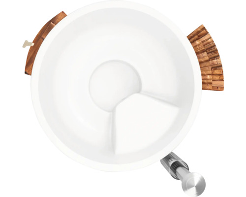 Keramikspülbecken mit drei Becken und Holzelementen