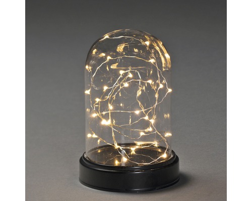 LED Dekoleuchte mit Drahtlichterkette Konstsmide H 17,5 cm 30 LEDs Lichtfarbe bernstein batteriebetrieben inkl. 6 Stunden Timer Dekorative Glasglocke mit Lichterkette
