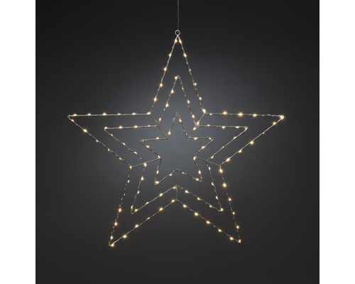 LED Silhouette Konstsmide Micro LED Silberstern mit 112 LEDs Lichtfarbe bernstein Dekorativer Stern mit Beleuchtung zum Aufhängen