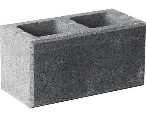 Zaunstein Modern Natur Hellgraumix NuP Betonblock mit zwei Hohlräumen