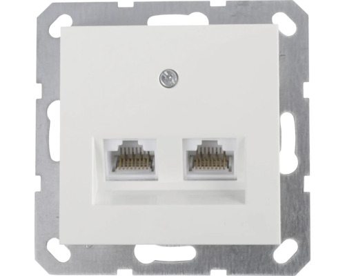 Doppel-Netzwerkdose mit Metallrahmen