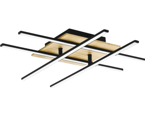 Moderne Deckenleuchte mit Holzplatte und LED-Leuchten