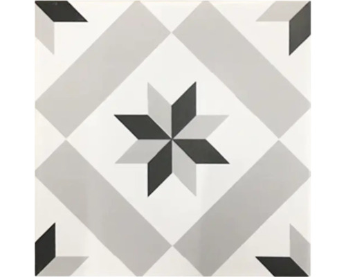 Feinsteinzeug Dekorfliese Casablanca Star 20x20 cm matt rektifiziert Quadratische Bodenfliese mit Sternmuster