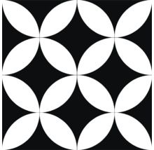 Dekorative Fliese mit Blütenmuster in Schwarz und Weiss