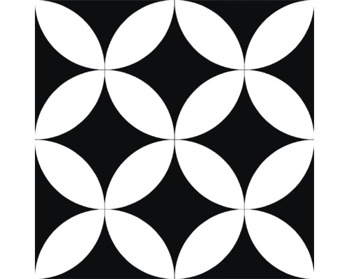 Dekorative Fliese mit Blütenmuster in Schwarz und Weiss