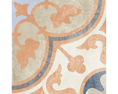 Feinsteinzeug Dekorfliese Casablanca Coralle 20x20 cm matt rektifiziert Dekorative Fliese mit floralem Muster