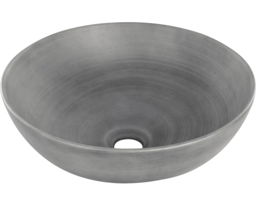 Aufsatzwaschbecken SLIM rund 28,5x28,5 cm dunkelgrau matt ohne Beschichtung Rundes Waschbecken aus Metall