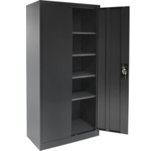Stahlschrank mit zwei Türen und mehreren Regalböden
