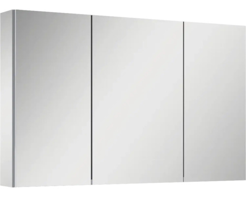 Spiegelschrank Jungborn 3-türig 100,6 x12,9x61,8 cm grau mit einseitigen Spiegeltüren und Seitenverspiegelung