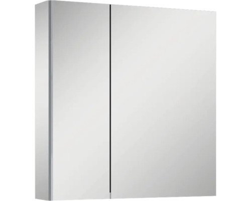 Spiegelschrank Jungborn 2-türig 60,6x12,9x61,8 cm grau mit einseitigen Spiegeltüren und Seitenverspiegelung