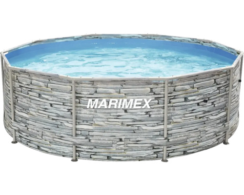 Aufstellpool Framepool Marimex Florida rund Ø 305x91 cm ohne Zubehör Steinoptik Runder Marimex Frame Pool mit Steinoptik und Wasserfüllung