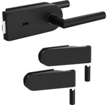 Glastürbeschlag-Set mit Türgriff und zwei Haltern