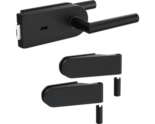 Pertura Glastürbeschlag Jonte Studio BB Schwarz inkl. 2 Rahmenteile für Holzzargen Glastürbeschlag-Set mit Türgriff und zwei Haltern