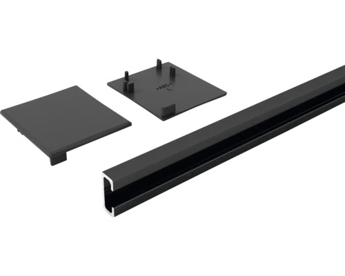 Pertura Distanzprofil 10 mm für Glasschiebtür-Komplettset´Set Schwarz (C35) L:2 m Aluminiumprofil mit zwei Abdeckkappen